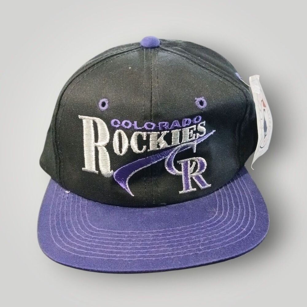 VTG Colorado Rockies Drew Pearson SnapBack Hat Cap Spellout Embroidered 90s NWT